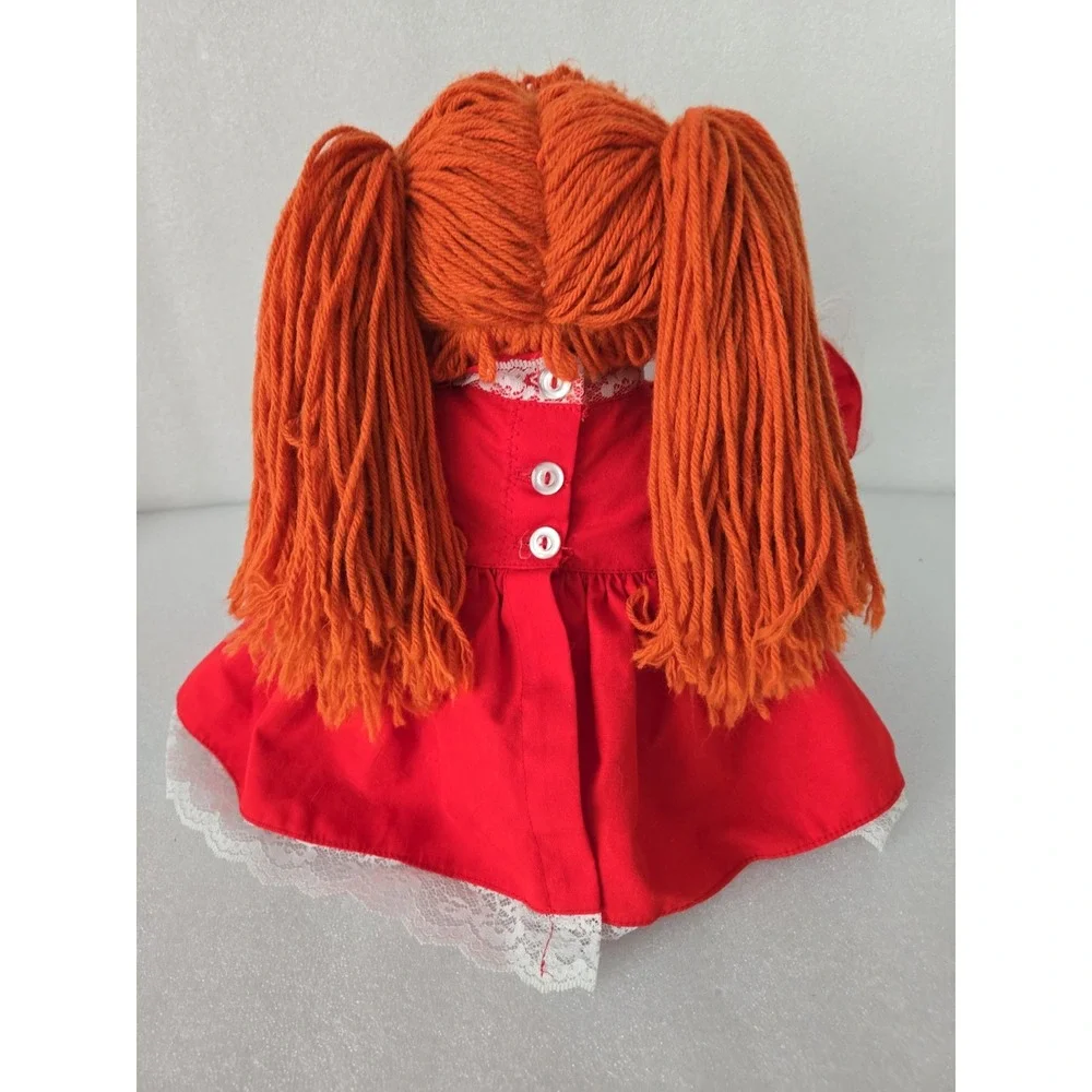 Vintage 1980s Cabbage Patch Kids Red Yarn Hair Doll Blue Eyes Red Dress Outfit